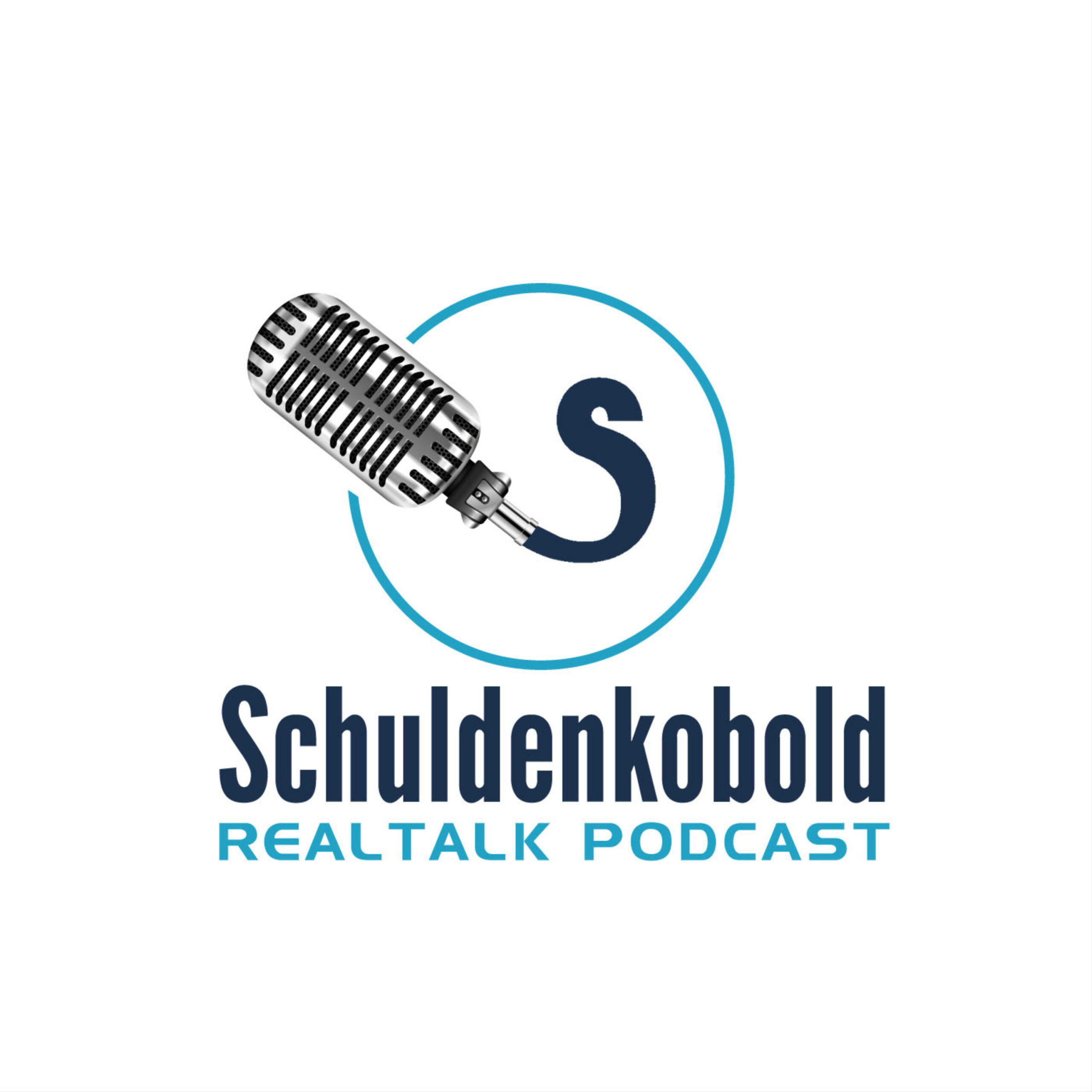 Logo des Schuldenkobold Podcasts von Boris Ponitka mit einem Mikrofon und dem Buchstaben S.