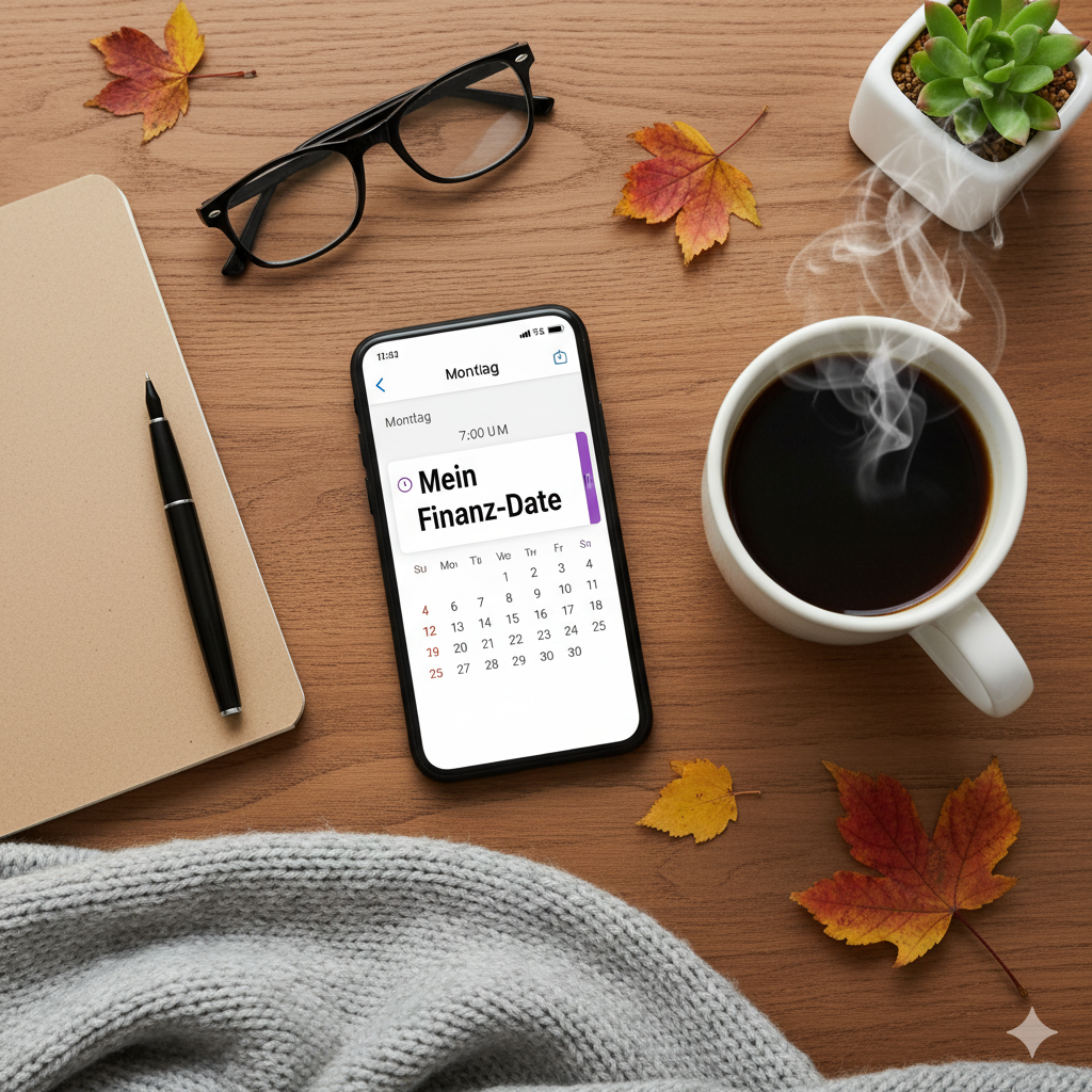 Symbolbild zum Thema fester Termin mit Finanzen, das einen Kalendereintrag auf einem Smartphone zeigt.