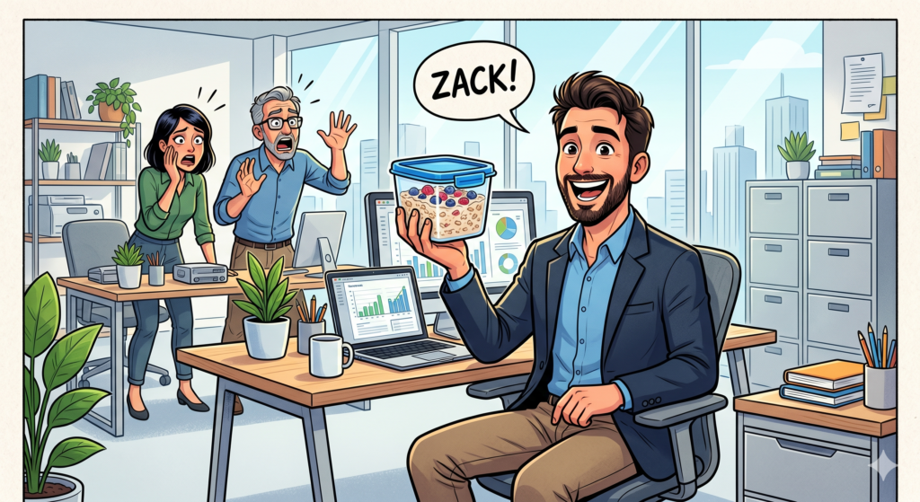Comic-Szene im Büro über den Neid des Umfelds bei finanzieller Veränderung